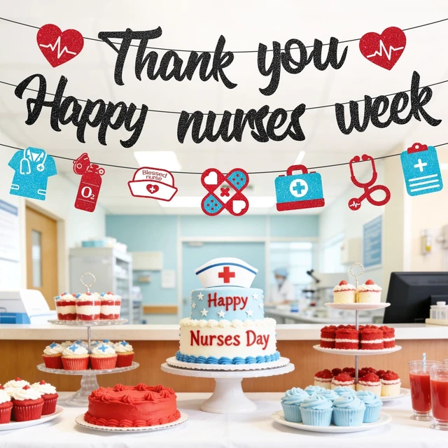 Alt view image 6 of 7 - Pre-strung Nurses Week Decorations 2026 Thank You Happy Nurses Week Banner Certified Nursing Home week Decorations Supplies