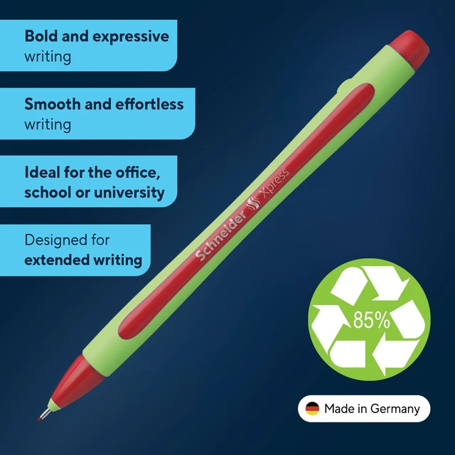 Alt view image 2 of 5 - Xpress Premium Fineliner, 0.8 mm Porous Point, Light Green Barrel, Red Ink, Box of 10 Pens (190002)
