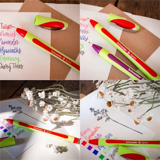 Alt view image 3 of 5 - Xpress Premium Fineliner, 0.8 mm Porous Point, Light Green Barrel, Red Ink, Box of 10 Pens (190002)