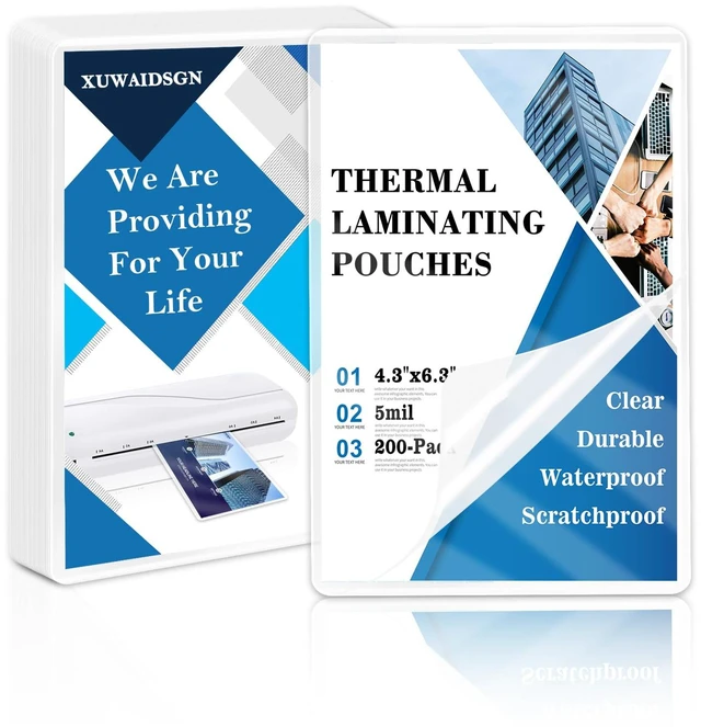 Main image of 200 Pack 5mil 4x6" Thermal Laminating Pouches Badge Laminate Pouches Clear Laminated Luggage Tags Printable Laminator Pouches for Business Permits Cards (200, 4"x6"-5mil)