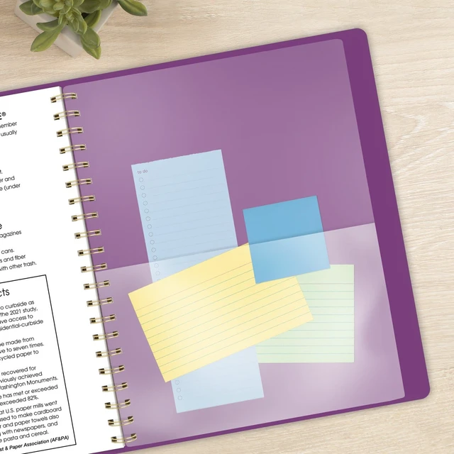 Alt view image 7 of 7 - Planner 2025-2026 Academic, Weekly & Monthly, Half-Hourly Appointment Book, 8-1/4" x 11", Large, Monthly Tabs, Flexible Cover, Contemporary, Purple (70957X18)