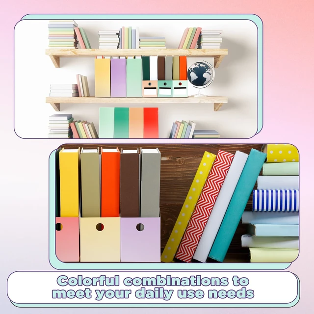 Alt view image 3 of 7 - 32 Pcs Cardboard Magazine File Holders Organizer, Gradient, Classic Foldable Magazine Boxes with Label Stickers, 8 Colors for Document Filing, Desk Storage Organizer for Office School