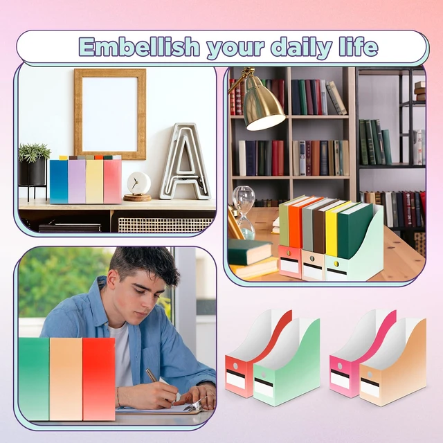 Alt view image 5 of 7 - 32 Pcs Cardboard Magazine File Holders Organizer, Gradient, Classic Foldable Magazine Boxes with Label Stickers, 8 Colors for Document Filing, Desk Storage Organizer for Office School