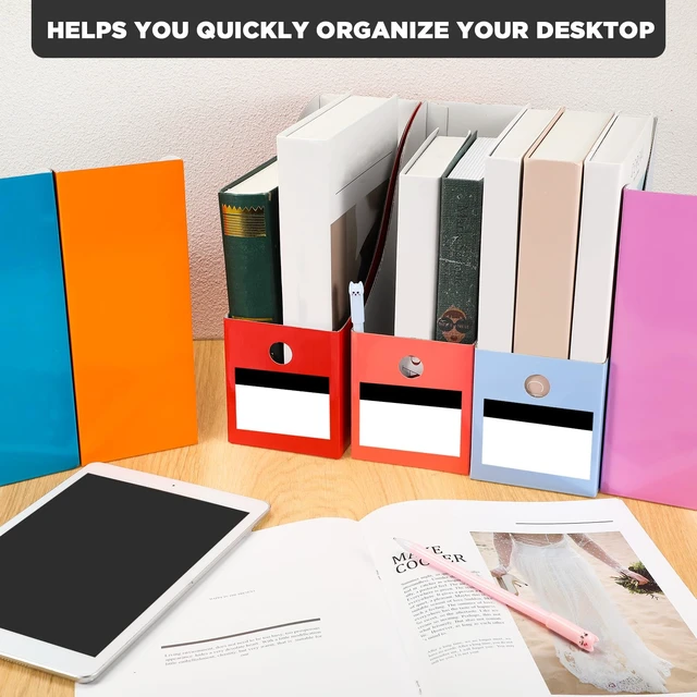 Alt view image 7 of 7 - 32 Pcs Cardboard Magazine File Holders Organizer, Solid, Classic Foldable Magazine Boxes with Label Stickers, 8 Colors for Document Filing, Desk Storage Organizer for Office School