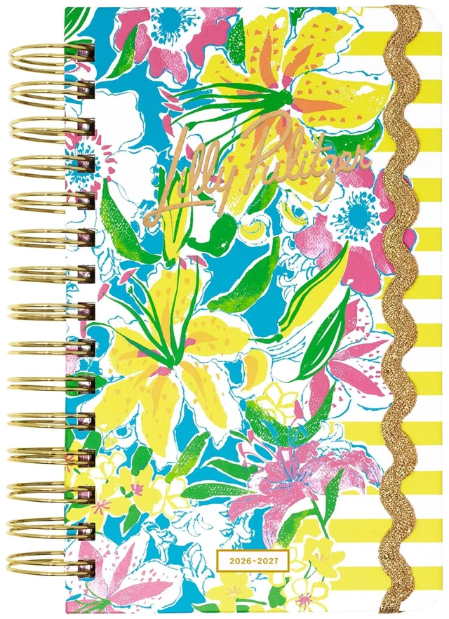 Main image of 17-Month Medium 2026-2027 Planner, Lovely 5" x 8.25" Hardcover Agenda with Gold Spiral & Elastic Loop, Weekly & Monthly Layouts, Stickers, Travel & Reflection Pages