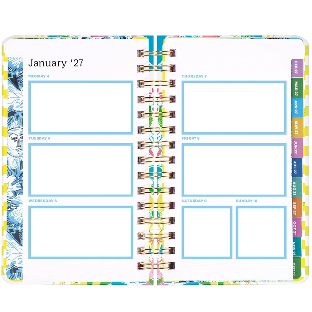 Alt view image 2 of 7 - 17-Month Medium 2026-2027 Planner, Lovely 5" x 8.25" Hardcover Agenda with Gold Spiral & Elastic Loop, Weekly & Monthly Layouts, Stickers, Travel & Reflection Pages