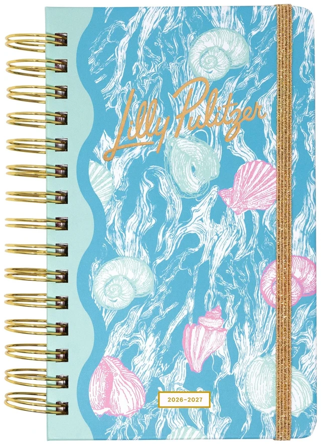 Main image of 17-Month Medium 2026-2027 Planner, Shelden 5" x 8.25" Hardcover Agenda with Gold Spiral & Elastic Loop, Weekly & Monthly Layouts, Stickers, Travel & Reflection Pages