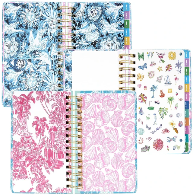 Alt view image 4 of 7 - 17-Month Medium 2026-2027 Planner, Shelden 5" x 8.25" Hardcover Agenda with Gold Spiral & Elastic Loop, Weekly & Monthly Layouts, Stickers, Travel & Reflection Pages