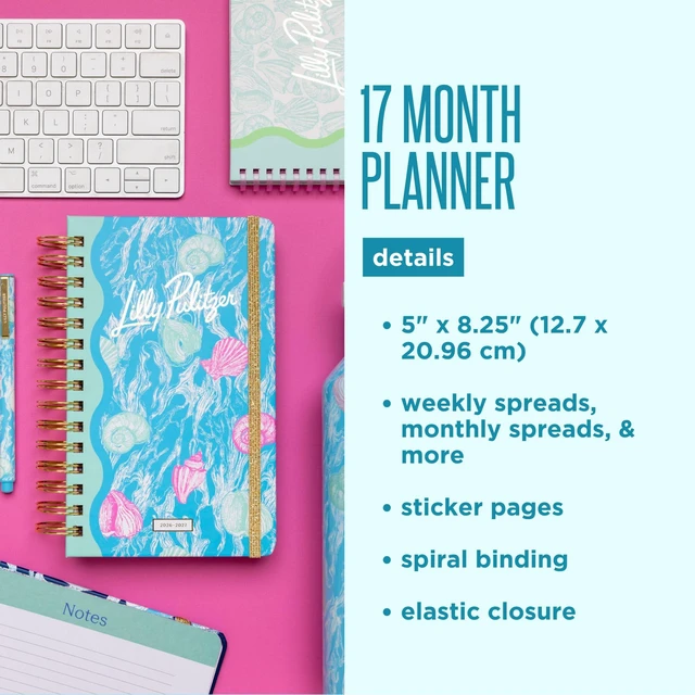 Alt view image 5 of 7 - 17-Month Medium 2026-2027 Planner, Shelden 5" x 8.25" Hardcover Agenda with Gold Spiral & Elastic Loop, Weekly & Monthly Layouts, Stickers, Travel & Reflection Pages