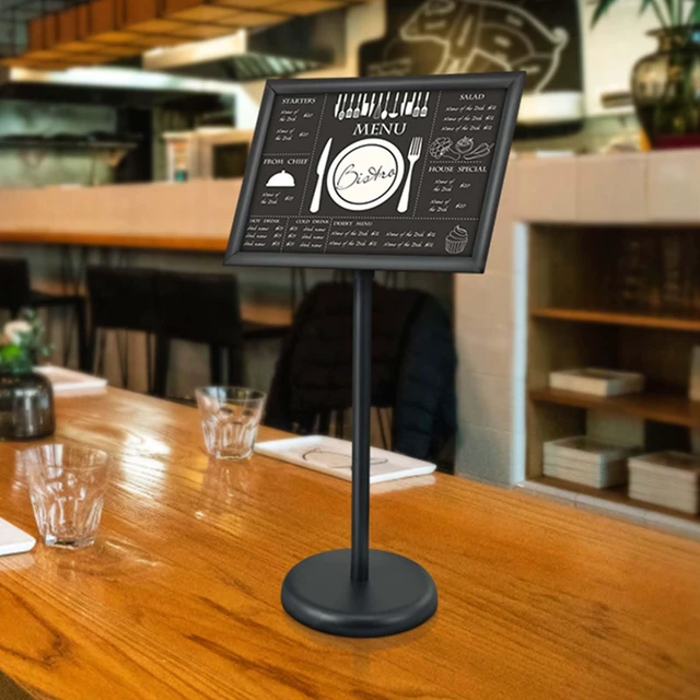 Alt view image 7 of 7 - Pedestal Sign Holder, 11 x 17 Inch Vertical and Horizontal Adjustable Poster Stand, Heavy-Duty Floor Standing Sign Holder with Round Base for Display, Advertisement, and Outdoor, Black