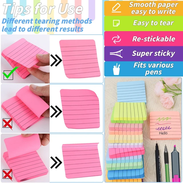 Alt view image 4 of 7 - 60 Pads Round Corner Sticky Notes 3x3 Inch Lined 12 Colors Memo Pads 75 Sheets Per Pad, Strong Adhesive Notes, Self Stick, Bright Colors, Office, Home, Notebook, Planning, Reminders