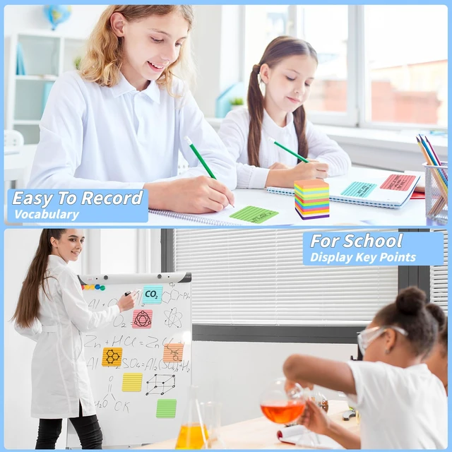 Alt view image 5 of 7 - 60 Pads Round Corner Sticky Notes 3x3 Inch Lined 12 Colors Memo Pads 75 Sheets Per Pad, Strong Adhesive Notes, Self Stick, Bright Colors, Office, Home, Notebook, Planning, Reminders