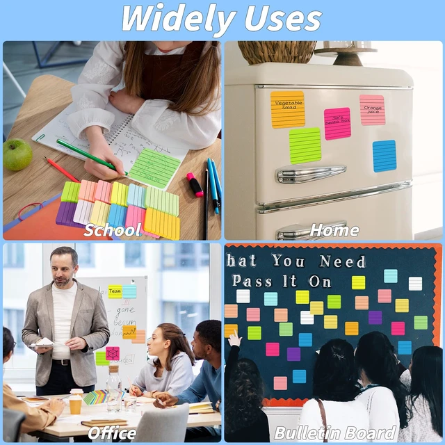 Alt view image 6 of 7 - 60 Pads Round Corner Sticky Notes 3x3 Inch Lined 12 Colors Memo Pads 75 Sheets Per Pad, Strong Adhesive Notes, Self Stick, Bright Colors, Office, Home, Notebook, Planning, Reminders