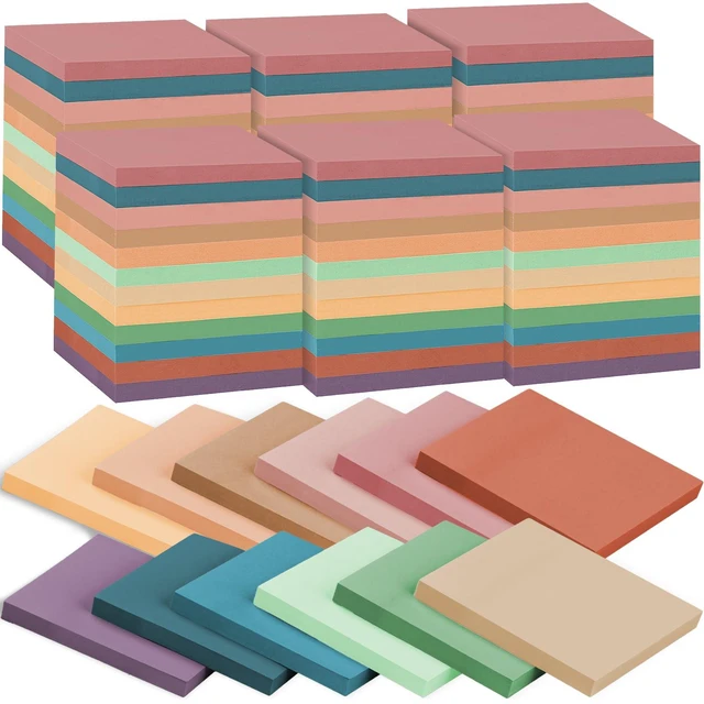 Main image of 60 Pack Sticky Notes Bulk 3x3 Inch 12 Vintage Colors Memo Pads 56 Sheets Each, Self Adhesive Notes, Smooth Paper, Office Supplies, Back to School, Teacher, Student, Planning