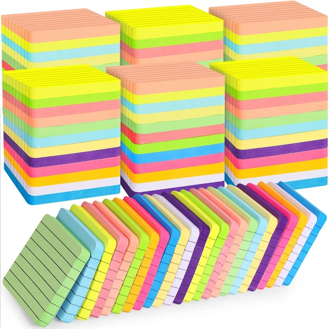 Alt view image 7 of 7 - 60 Pads Round Corner Sticky Notes 3x3 Inch Lined 12 Colors Memo Pads 75 Sheets Per Pad, Strong Adhesive Notes, Self Stick, Bright Colors, Office, Home, Notebook, Planning, Reminders