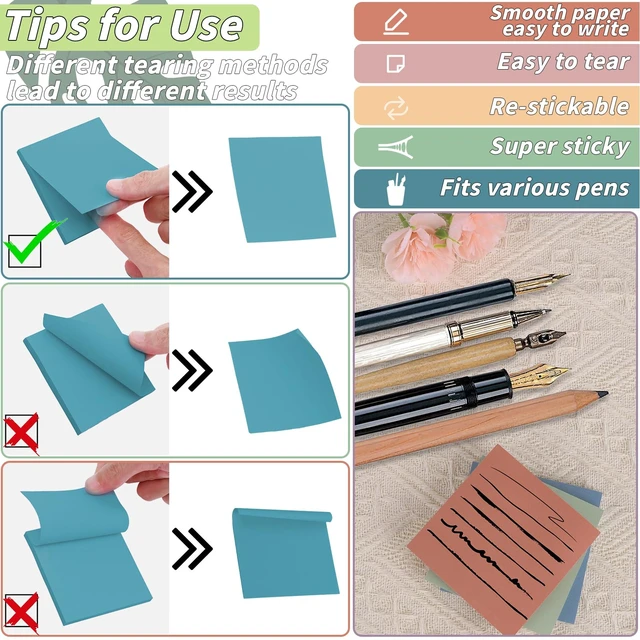 Alt view image 3 of 7 - 60 Pack Sticky Notes Bulk 3x3 Inch 12 Vintage Colors Memo Pads 56 Sheets Each, Self Adhesive Notes, Smooth Paper, Office Supplies, Back to School, Teacher, Student, Planning