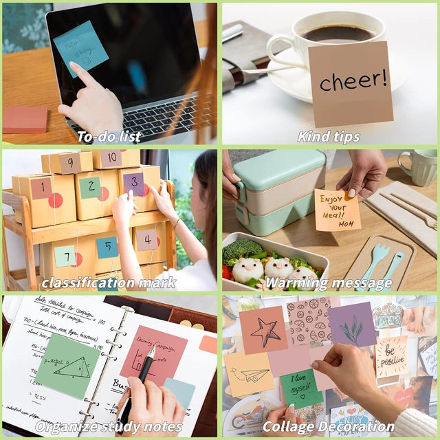 Alt view image 7 of 7 - 60 Pack Sticky Notes Bulk 3x3 Inch 12 Vintage Colors Memo Pads 56 Sheets Each, Self Adhesive Notes, Smooth Paper, Office Supplies, Back to School, Teacher, Student, Planning