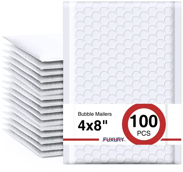 Main image of 4x8 Bubble Mailers 100 Pack White Padded Envelopes Usable Size 4x7" Opaque Small Padded Mailers SealSeal Mailing Envelopes Bubble Padded for Gifts, Small Business Shipping