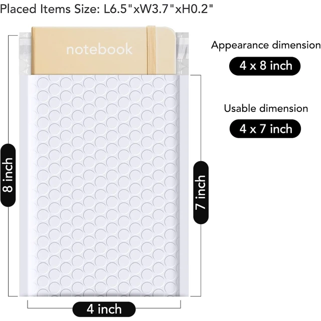 Alt view image 2 of 7 - 4x8 Bubble Mailers 100 Pack White Padded Envelopes Usable Size 4x7" Opaque Small Padded Mailers SealSeal Mailing Envelopes Bubble Padded for Gifts, Small Business Shipping