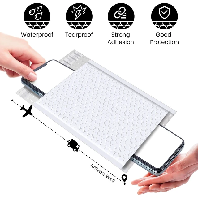 Alt view image 7 of 7 - 4x8 Bubble Mailers 100 Pack White Padded Envelopes Usable Size 4x7" Opaque Small Padded Mailers SealSeal Mailing Envelopes Bubble Padded for Gifts, Small Business Shipping