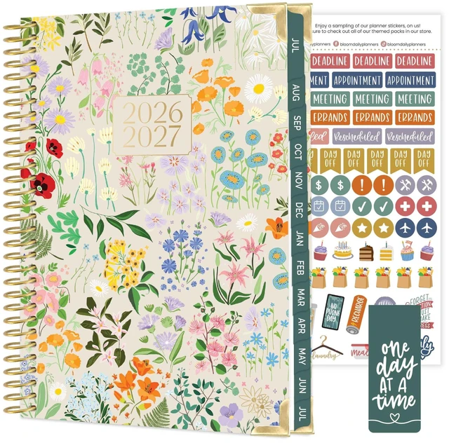 Main image of Hard Cover Planner 2026-2027 for Women - Academic Year (July 2026 - July 2027) 13 Months - A5 Monthly & Weekly Agenda Book - 5.5 x 8.25 - Garden Party, Beige
