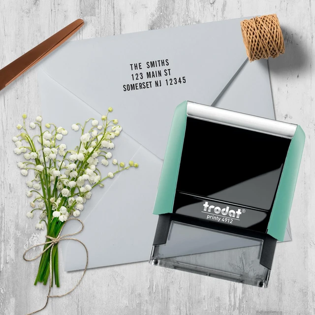 Alt view image 7 of 7 - Printy 4912 Self Inking DIY Stamp Kit Black Ink, 3/4 x 1-7/8 Do It Yourself Stamp in Pastel Green; Up to 4 lines for custom message; Tweezers and 2 character sets included; Black Ink