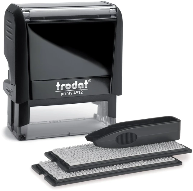 Main image of Printy 4912 Self Inking DIY Stamp Kit , Black, 3/4 x 1-7/8 Do It Yourself Stamp in Black; Up to 4 lines for custom message; Tweezers & 2 letter sets included; Black Ink; 3/4 x 1-7/8