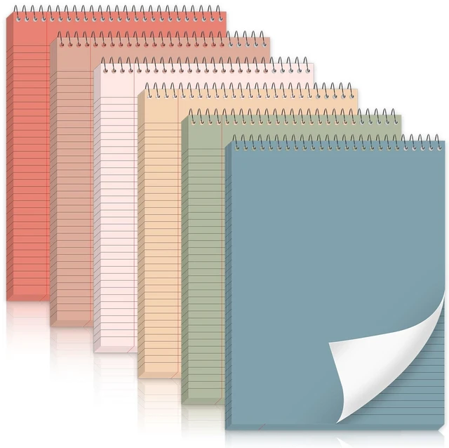 Main image of 6Pcs Morandi Top Spiral Notebooks 8.5x11 College Ruled Steno Pads 8.5x11 Aesthetic Legal Pad, 6 Pack 54-Sheet Colored Paper, Top Bound Steno Pad for Writing School Office Supplies Note Taking