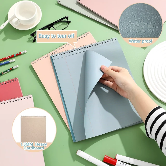 Alt view image 3 of 7 - 6Pcs Morandi Top Spiral Notebooks 8.5x11 College Ruled Steno Pads 8.5x11 Aesthetic Legal Pad, 6 Pack 54-Sheet Colored Paper, Top Bound Steno Pad for Writing School Office Supplies Note Taking