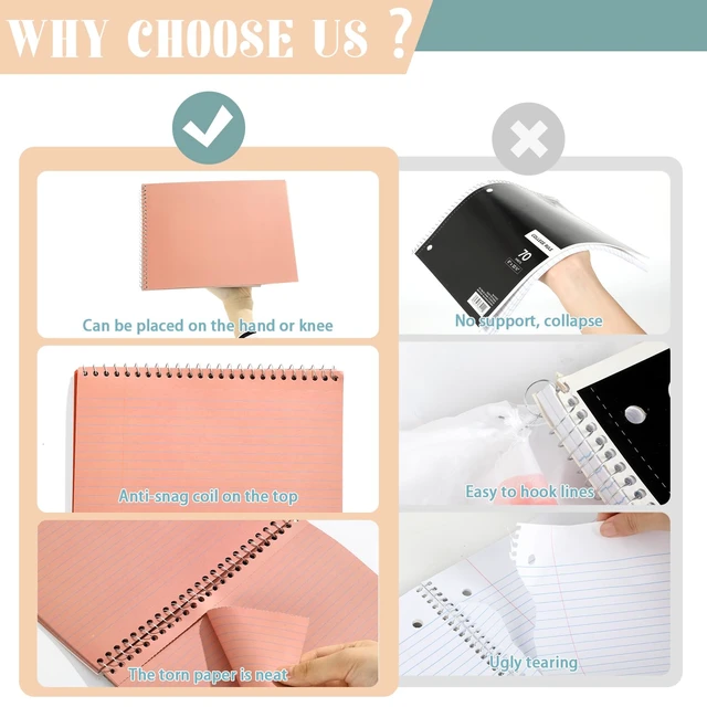 Alt view image 4 of 7 - 6Pcs Morandi Top Spiral Notebooks 8.5x11 College Ruled Steno Pads 8.5x11 Aesthetic Legal Pad, 6 Pack 54-Sheet Colored Paper, Top Bound Steno Pad for Writing School Office Supplies Note Taking
