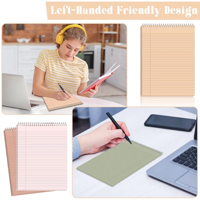 Alt view image 5 of 7 - 6Pcs Morandi Top Spiral Notebooks 8.5x11 College Ruled Steno Pads 8.5x11 Aesthetic Legal Pad, 6 Pack 54-Sheet Colored Paper, Top Bound Steno Pad for Writing School Office Supplies Note Taking
