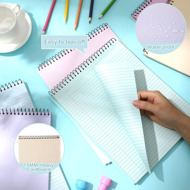 Alt view image 3 of 7 - 6Pcs Pastel Top Spiral Notebooks 8.5x11 College Ruled Steno Pads 8.5x11 Aesthetic Legal Pad, 6 Pack 50-Sheet Colored Paper, Top Bound Steno Pad for Writing School Office Supplies Note Taking
