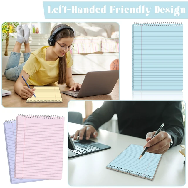 Alt view image 5 of 7 - 6Pcs Pastel Top Spiral Notebooks 8.5x11 College Ruled Steno Pads 8.5x11 Aesthetic Legal Pad, 6 Pack 50-Sheet Colored Paper, Top Bound Steno Pad for Writing School Office Supplies Note Taking