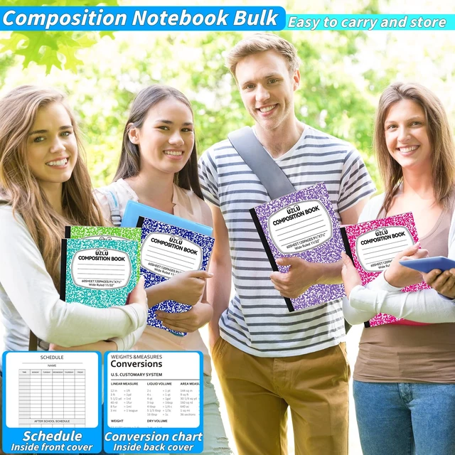 Alt view image 5 of 7 - 36 Pack Large Composition Notebooks 9.75 x 7.5 In Wide Ruled 12 Assorted Colors Marble Covers, 60 Sheets per Book, Durable Writing Page for Student Classroom College Notes & Office Use