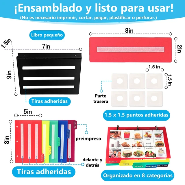 Alt view image 6 of 7 - Visual Communication Book,162 ASD Photo Picture Cards: Autism Language Vocabulary, Speech Articulation Therapy, ADHD & Aprexia Learning (Spanish Laminate Real Photo Book, Small)