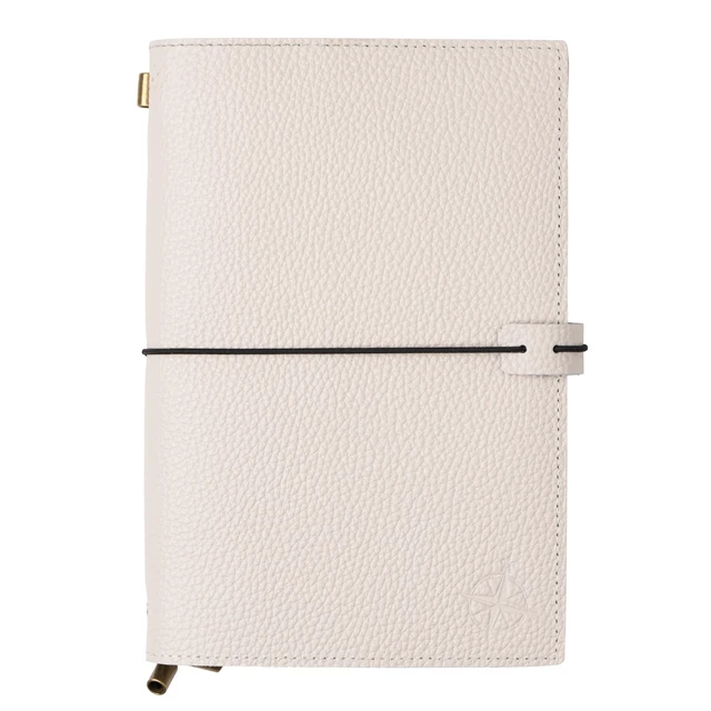 Alt view image 3 of 7 - A5 Refillable Journal Notebook with Pockets Genuine Pebbled Leather in Oat Color 6" x 8.5" (15 x 22cm) with 120 GSM Blank Inserts
