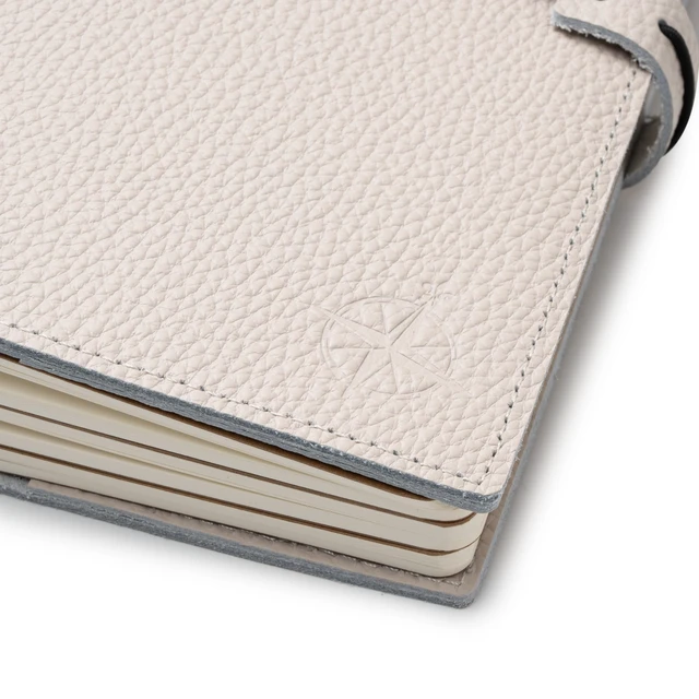 Alt view image 4 of 7 - A5 Refillable Journal Notebook with Pockets Genuine Pebbled Leather in Oat Color 6" x 8.5" (15 x 22cm) with 120 GSM Blank Inserts