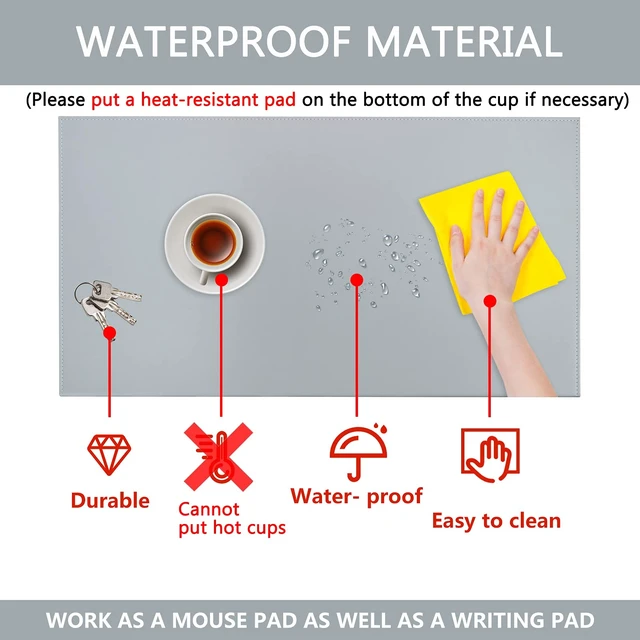 Alt view image 6 of 7 - 35.4"x 18.9" Soft PU Leather Surface Office Desk Mouse Mat Anti-Push Pad with Full Grip Fixation Lip Table Blotter Edge-Locked Protector Grey
