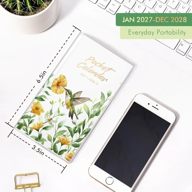 Alt view image 5 of 7 - Pocket Calendar 2027-2028 for Purse,Small Pocket Planner 2027-2028 for Purse 3.5×6.5In,24 Month Organizer from Jan 2027- December 2028 Mini Planner with Pvc Cover for Organizing & Planning