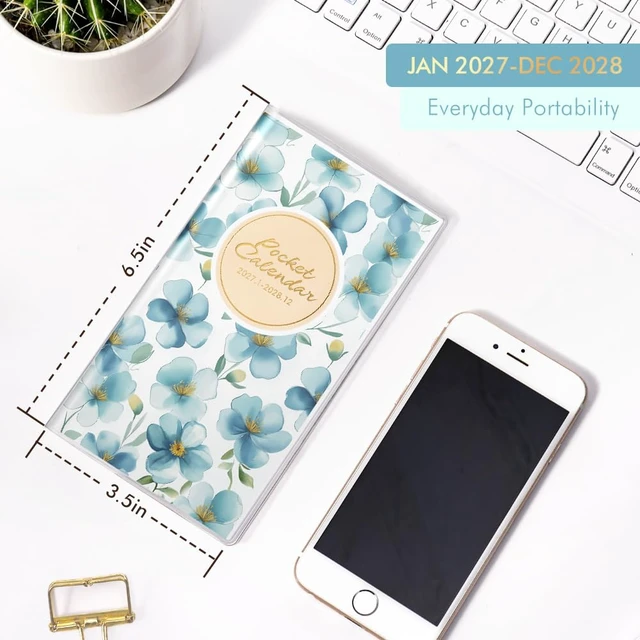 Alt view image 6 of 7 - Pocket Calendar 2027-2028 for Purse,Small Pocket Planner 2027-2028 for Purse 3.5×6.5In,24 Month Organizer from Jan 2027- December 2028 Mini Planner with Pvc Cover for Organizing & Planning