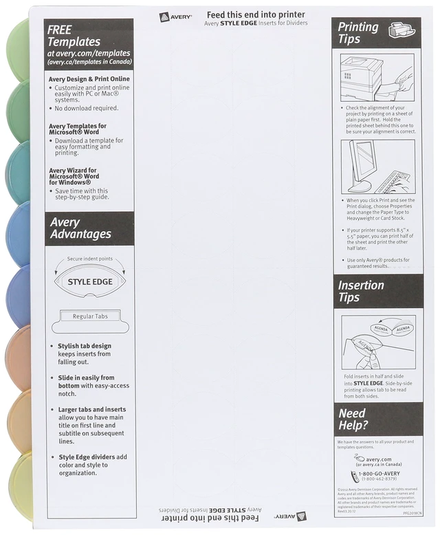Alt view image 2 of 7 - Insertable Style Edge Plastic Dividers for 3 Ring Binders, 8-Tab Set, Multicolor, 1 Set (11201) (Pack of 3)