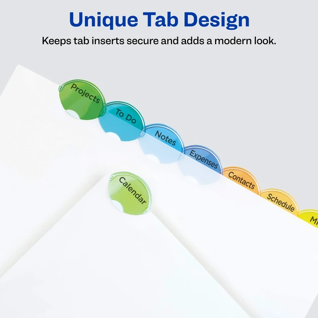 Alt view image 4 of 7 - Insertable Style Edge Plastic Dividers for 3 Ring Binders, 8-Tab Set, Multicolor, 1 Set (11201) (Pack of 3)