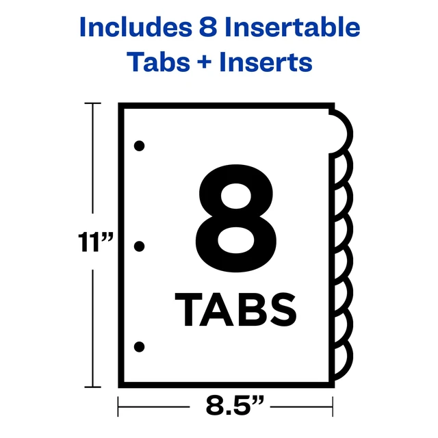 Alt view image 5 of 7 - Insertable Style Edge Plastic Dividers for 3 Ring Binders, 8-Tab Set, Multicolor, 1 Set (11201) (Pack of 3)
