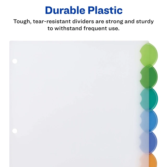 Alt view image 6 of 7 - Insertable Style Edge Plastic Dividers for 3 Ring Binders, 8-Tab Set, Multicolor, 1 Set (11201) (Pack of 3)
