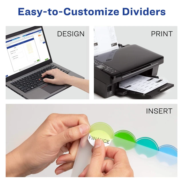 Alt view image 3 of 7 - Insertable Style Edge Plastic Dividers for 3 Ring Binders, 8-Tab Set, Multicolor, 1 Set (11201) (Pack of 3)