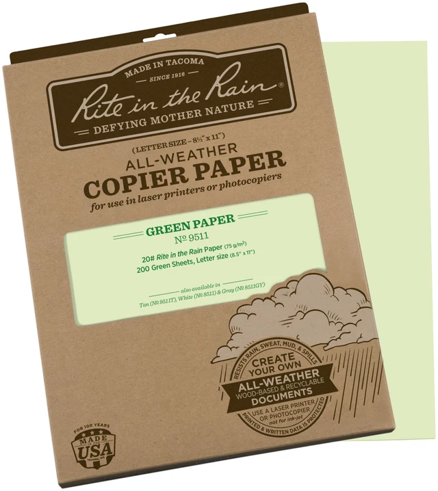 Main image of Weatherproof Copier Paper, 8.5" x 11", 20# Green, 200 Sheet Pack (No. 9511)