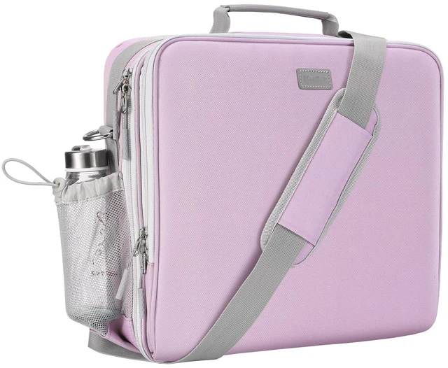 Main image of Zipper Binder 3 Inch D-Ring 3 Ring with Water Bottle Holder Binder with Strap for School/Office, 700 Sheet Capacity-Multiple Pockets, Fit for 13" Tablet/Laptop, Purple