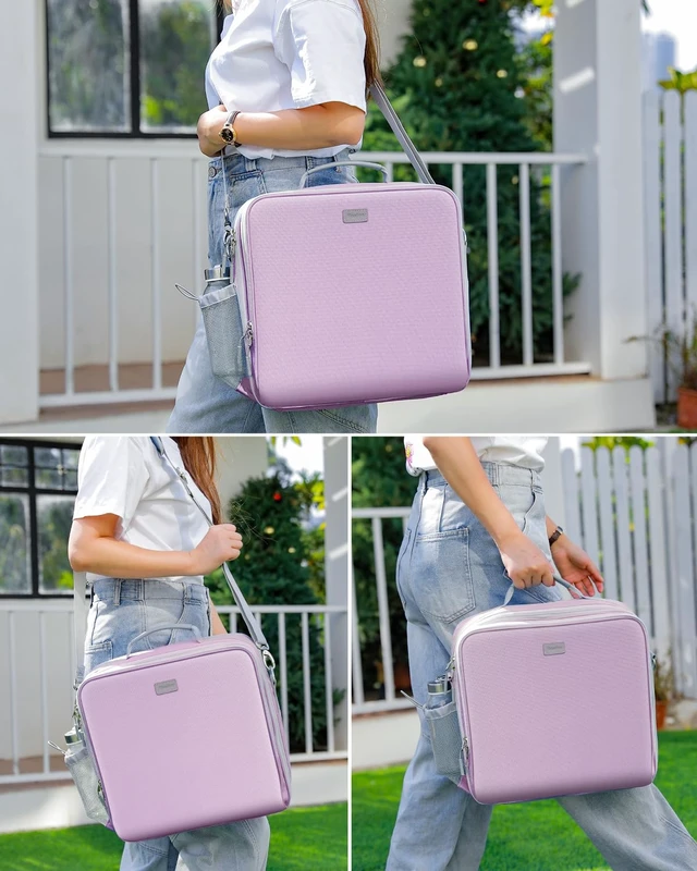 Alt view image 6 of 7 - Zipper Binder 3 Inch D-Ring 3 Ring with Water Bottle Holder Binder with Strap for School/Office, 700 Sheet Capacity-Multiple Pockets, Fit for 13" Tablet/Laptop, Purple