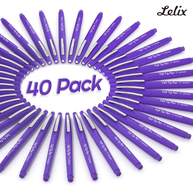 Alt view image 2 of 7 - Felt Tip Pens, 40 Purple Pens, 0.7mm Medium Point, Felt Tip Markers Pens for Journaling, Writing, Note Taking, Planner, Perfect for Art Office and School Supplies