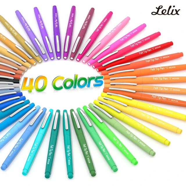 Alt view image 2 of 7 - 40 Colors Felt Tip Pens, Medium Point Felt Pens, Assorted Colors Markers Pens For Journaling, Writing, Note Taking, Planner Coloring, Perfect as Art Office and School Supplies